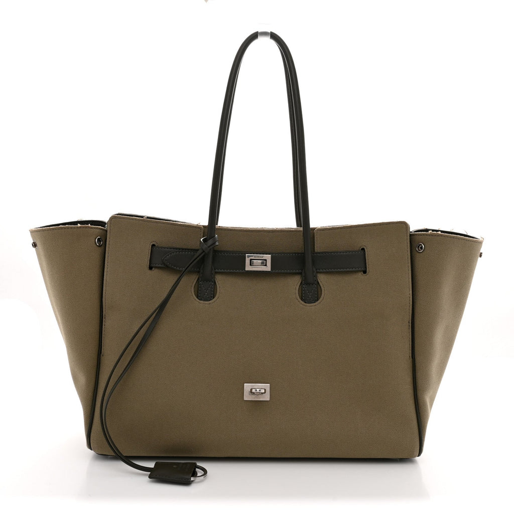 Canvas Smooth Calfskin Medium Bel Air Carry All Bag Khaki