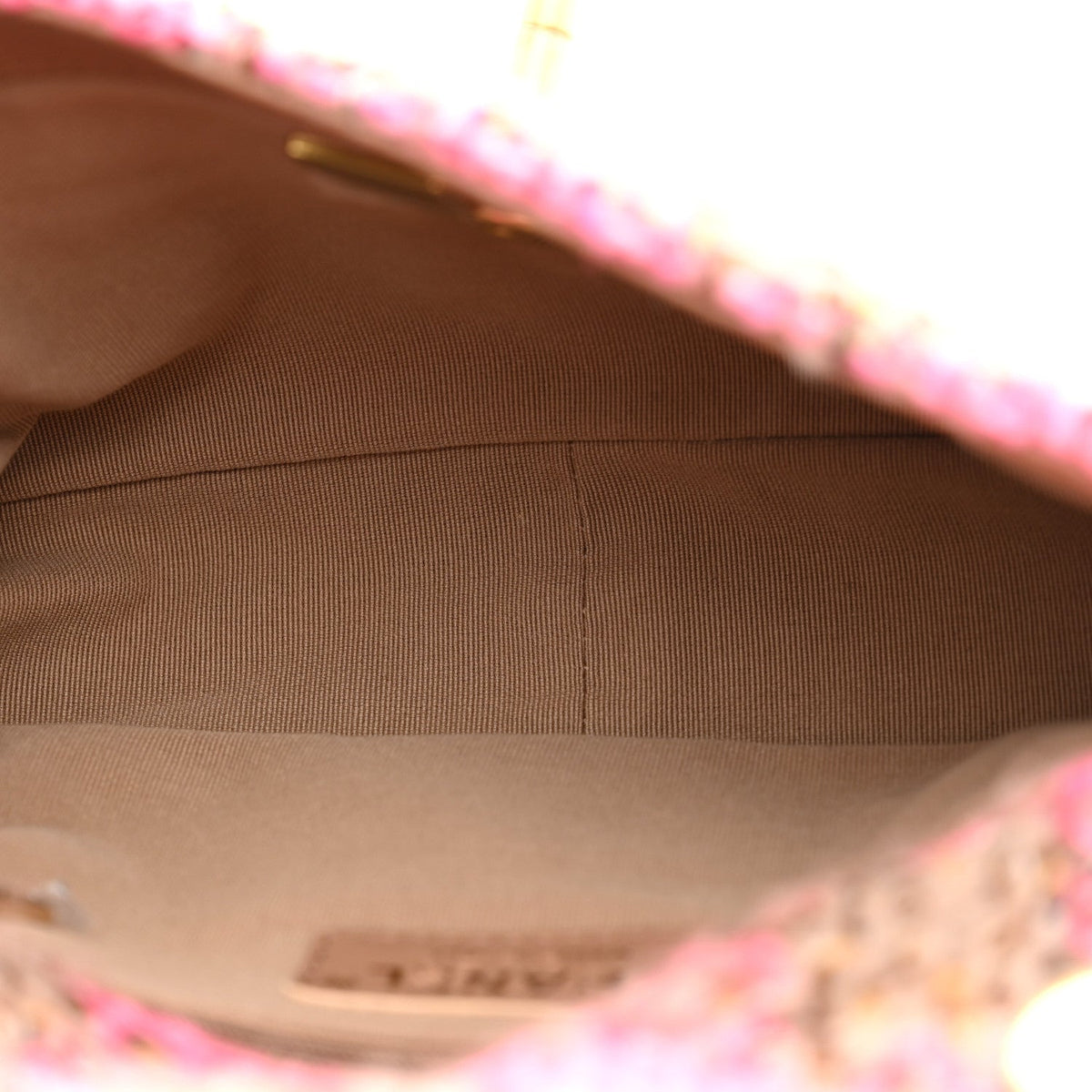 Wool Tweed Quilted Small Elegant Chain Flap Pink Brown