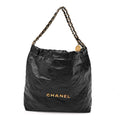 Shiny Calfskin Quilted Chanel 22 Black