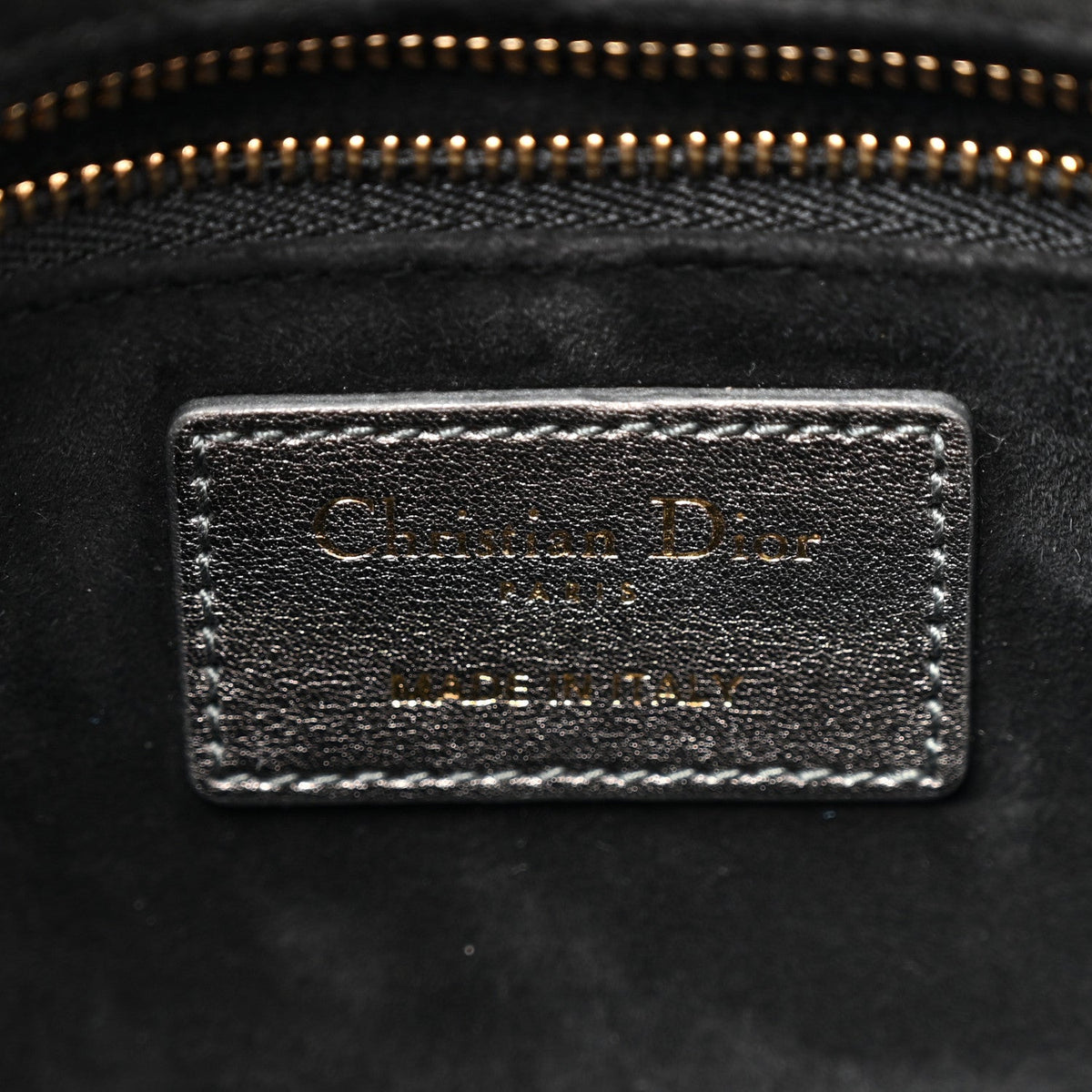 Metallic Lambskin Cannage Small My ABCDior Lady Dior Dark Silver