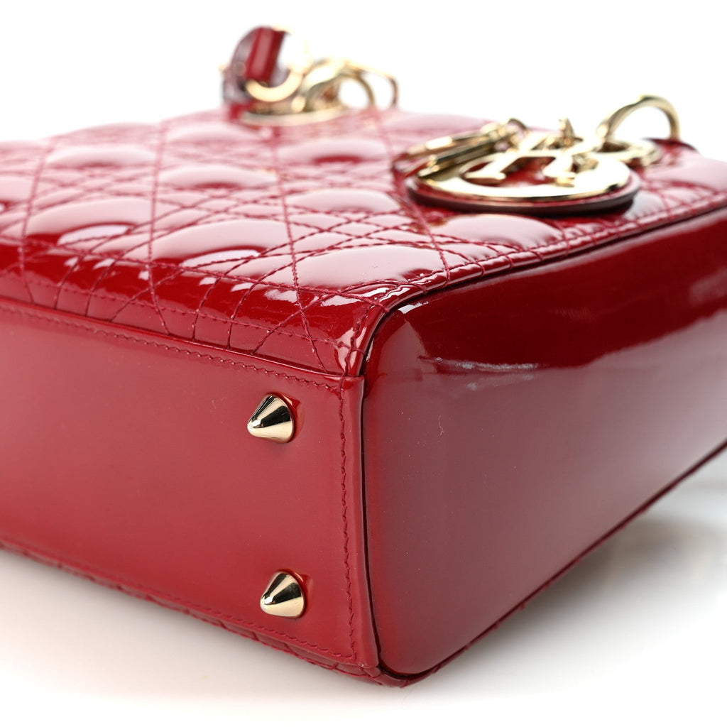 Patent Cannage Small My ABCDior Lady Dior Cherry Red