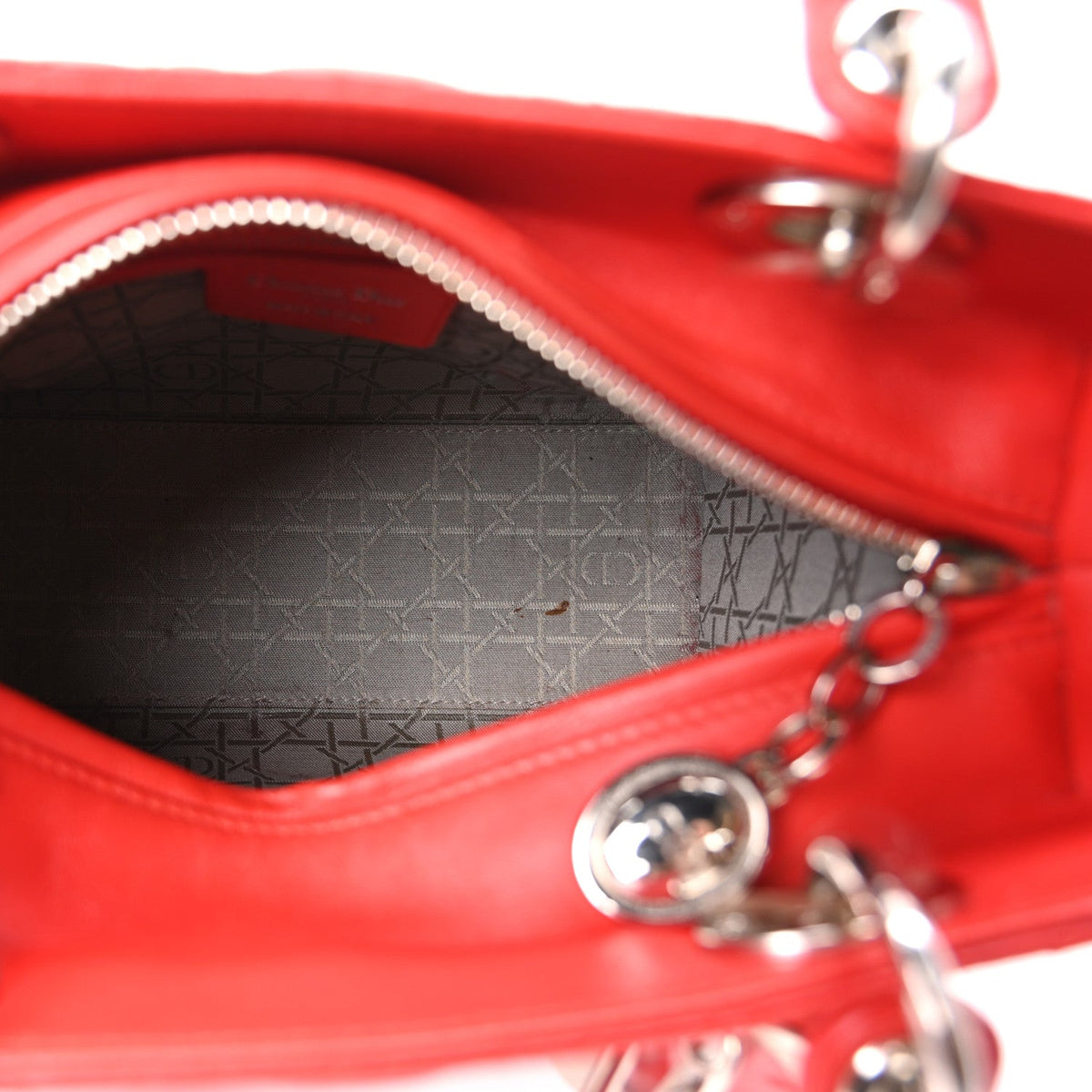 Lambskin Cannage Medium Lady Dior Red