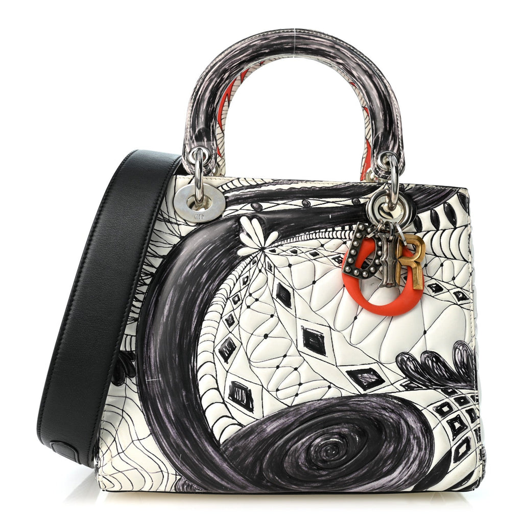 Calfskin Quilted Jack Pierson Art Lady Dior White Black Multicolor