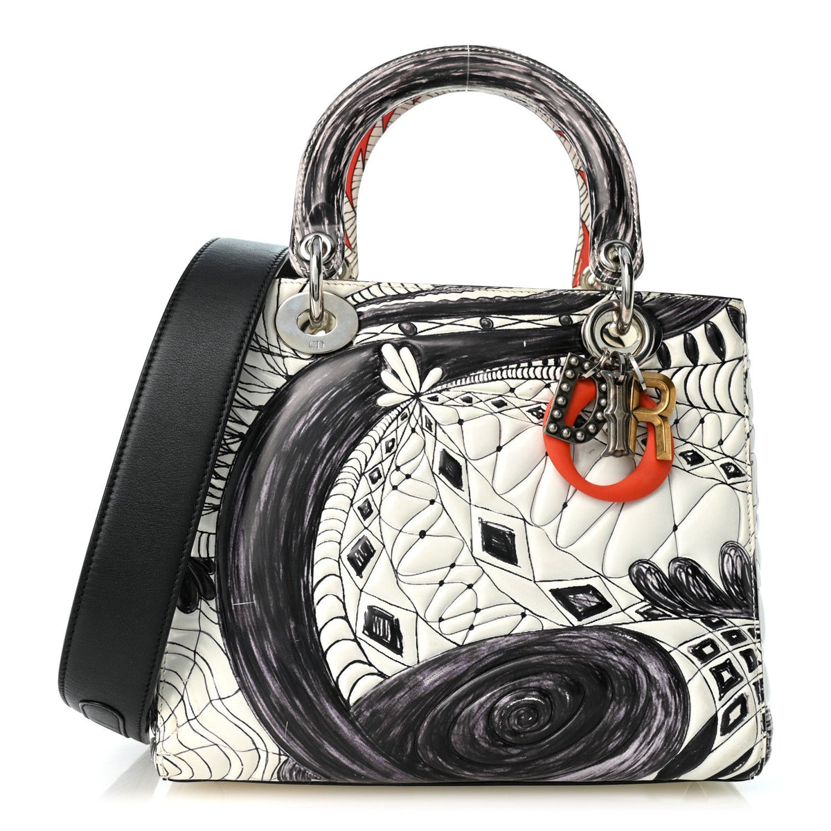 Calfskin Quilted Jack Pierson Art Lady Dior White Black Multicolor