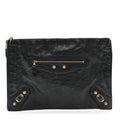 Agneau Giant 12 Gold Hardware Pouch Clutch Black