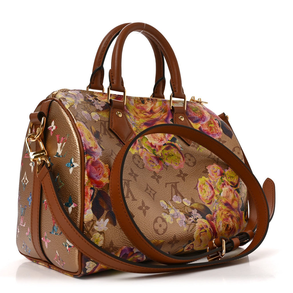 Metallic Monogram LV Garden Speedy Bandouliere 25 Gold