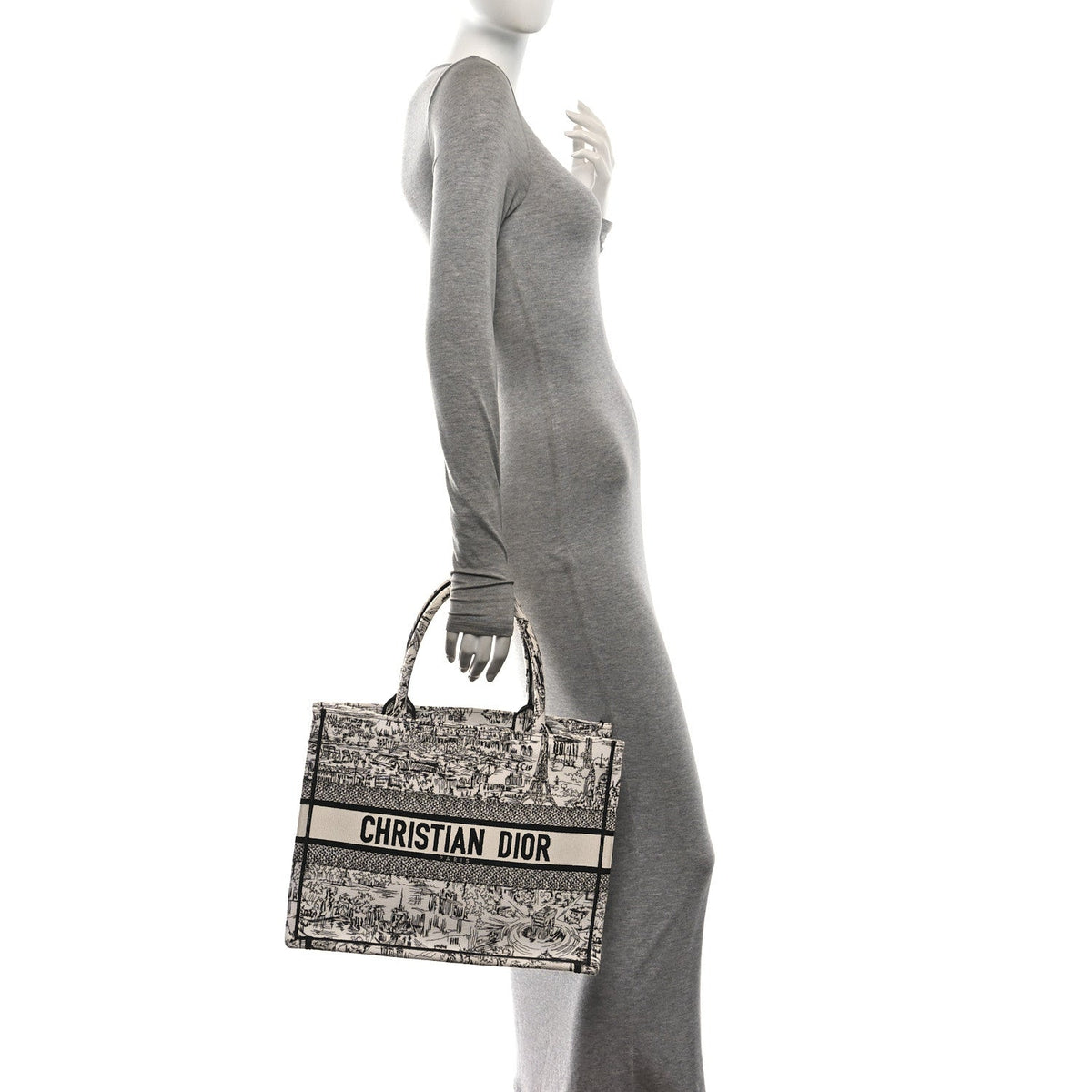 Canvas Embroidered Medium Plan De Paris Book Tote White Black