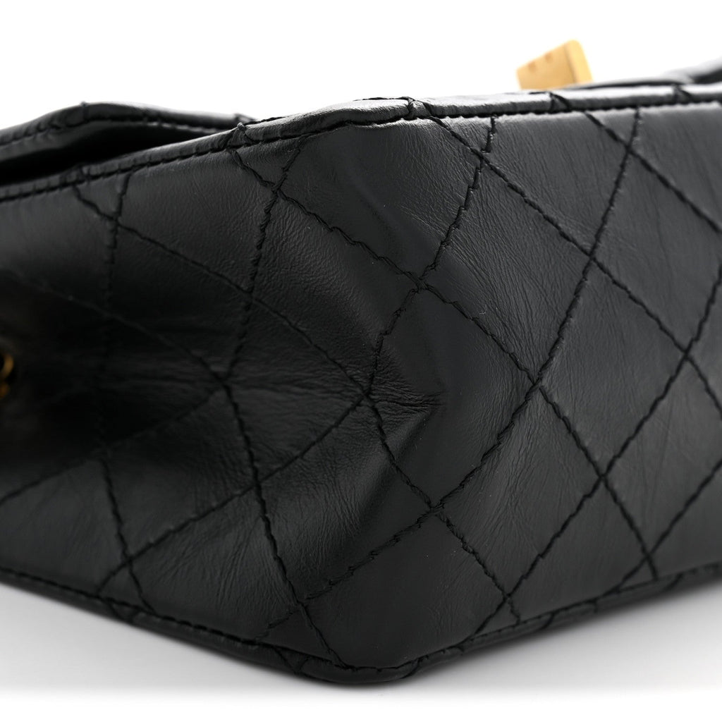 Aged Calfskin Quilted 2.55 Reissue Mini Flap Black