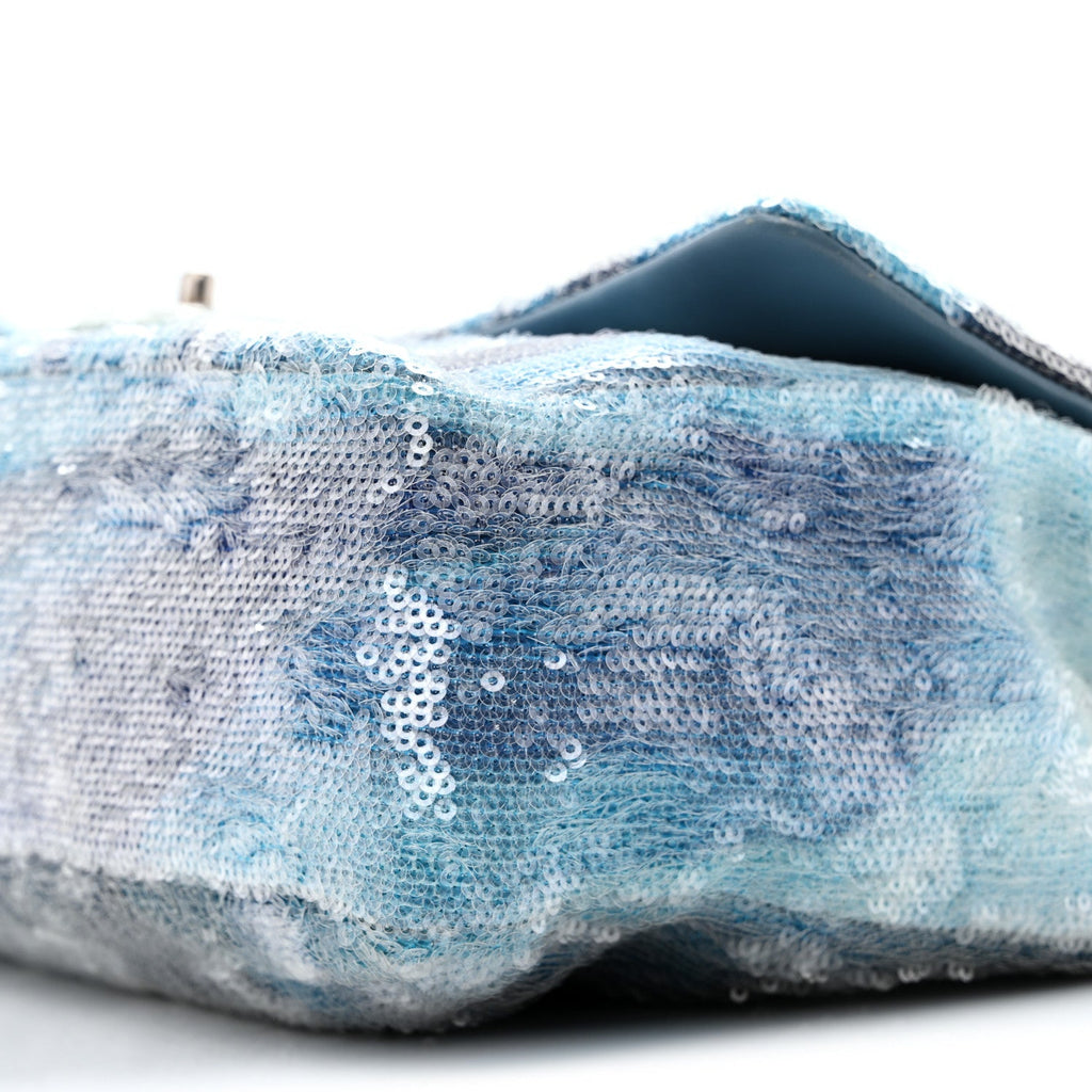 Sequin Large Waterfall Flap Light Blue