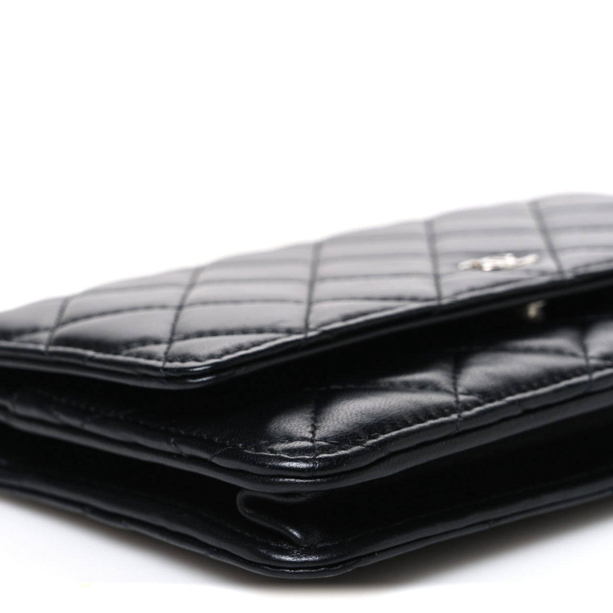 Lambskin Quilted Wallet On Chain WOC Black
