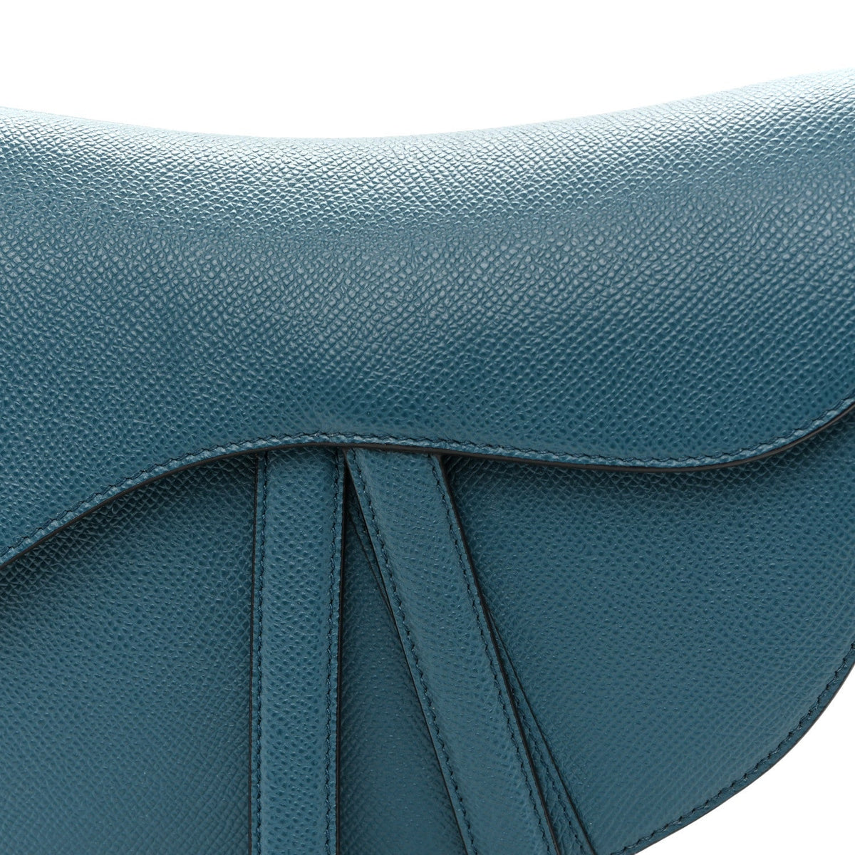 Grained Calfskin Saddle Bag Steel Blue