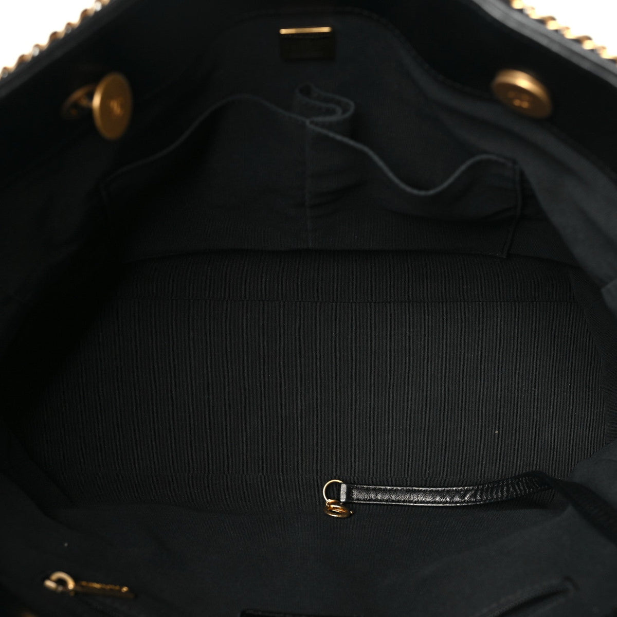 Calfskin Quilted Chain Lines Shopping Tote Black