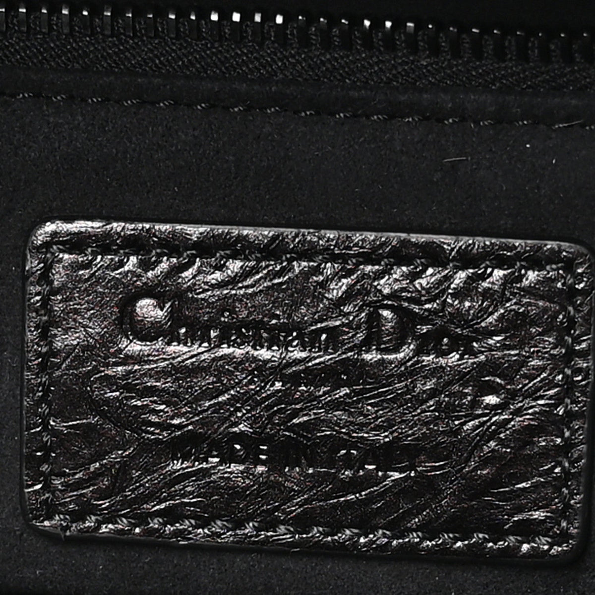 Crinkled Calfskin Cannage Medium Lady Dior Black