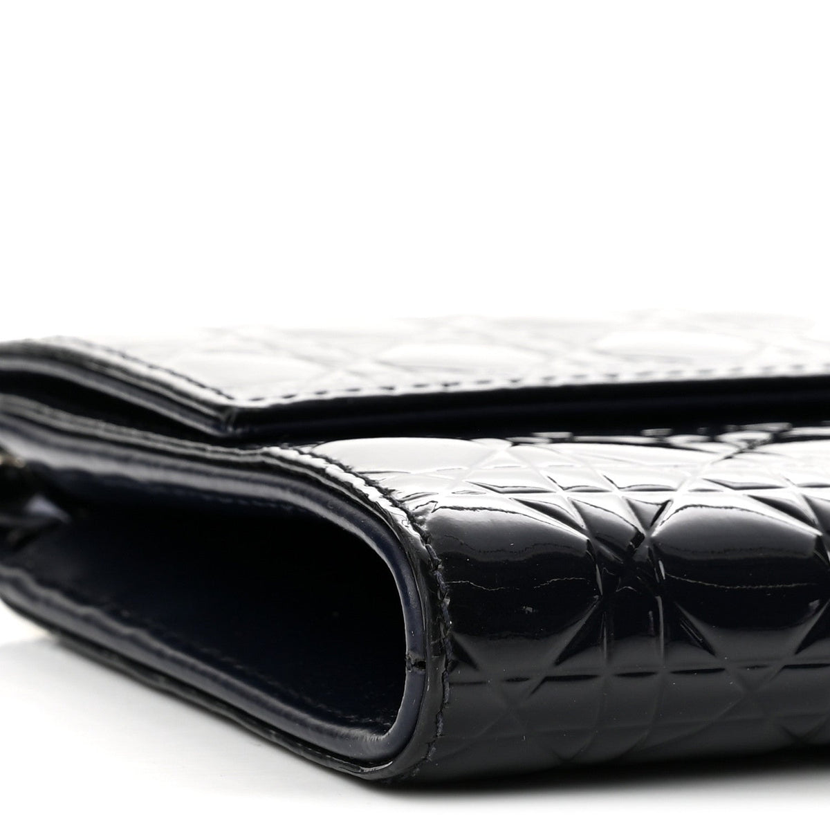 Patent Cannage Lady Dior Rendezvous Wallet On Chain Navy Blue