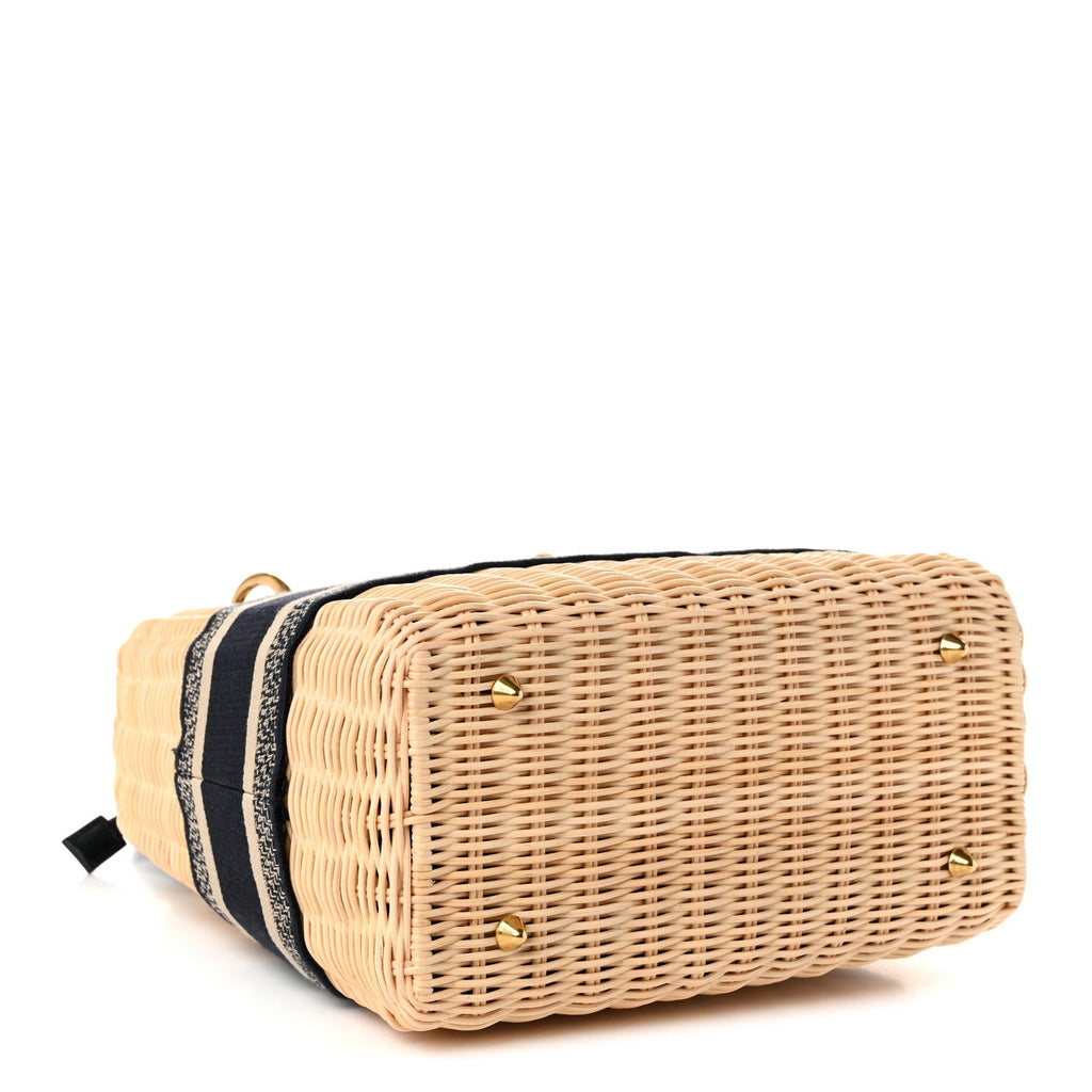 Wicker Oblique Medium Lady Dior Bag Blue