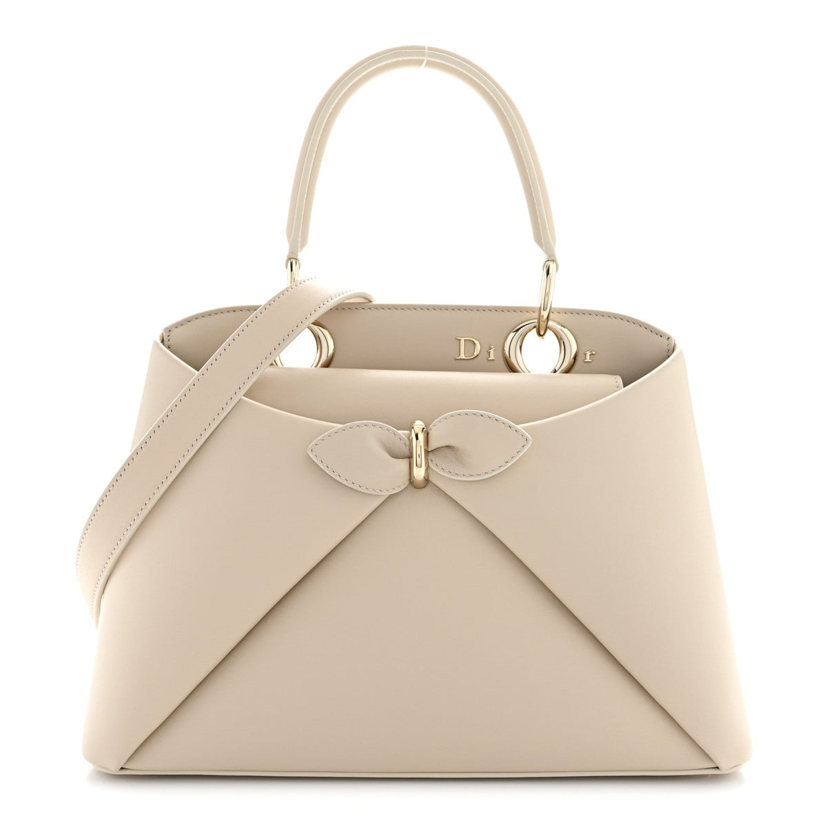 Shiny Smooth Calfskin Small Cigale Bag Beige