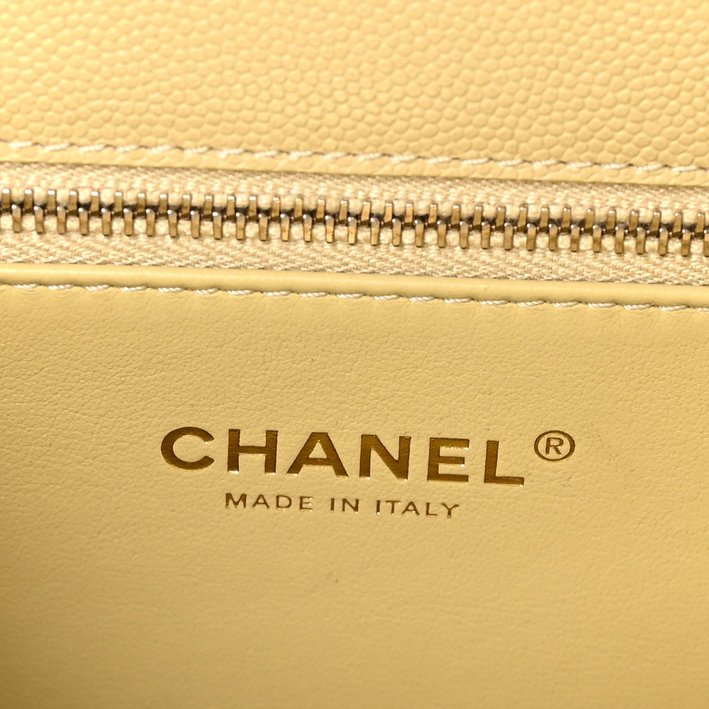 Caviar Quilted Chain Frame Flap  Light Green