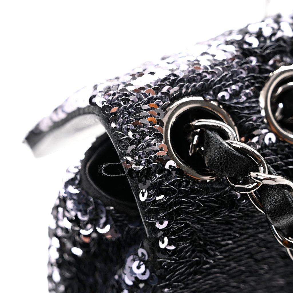 Sequin Quilted Small Single Flap Black