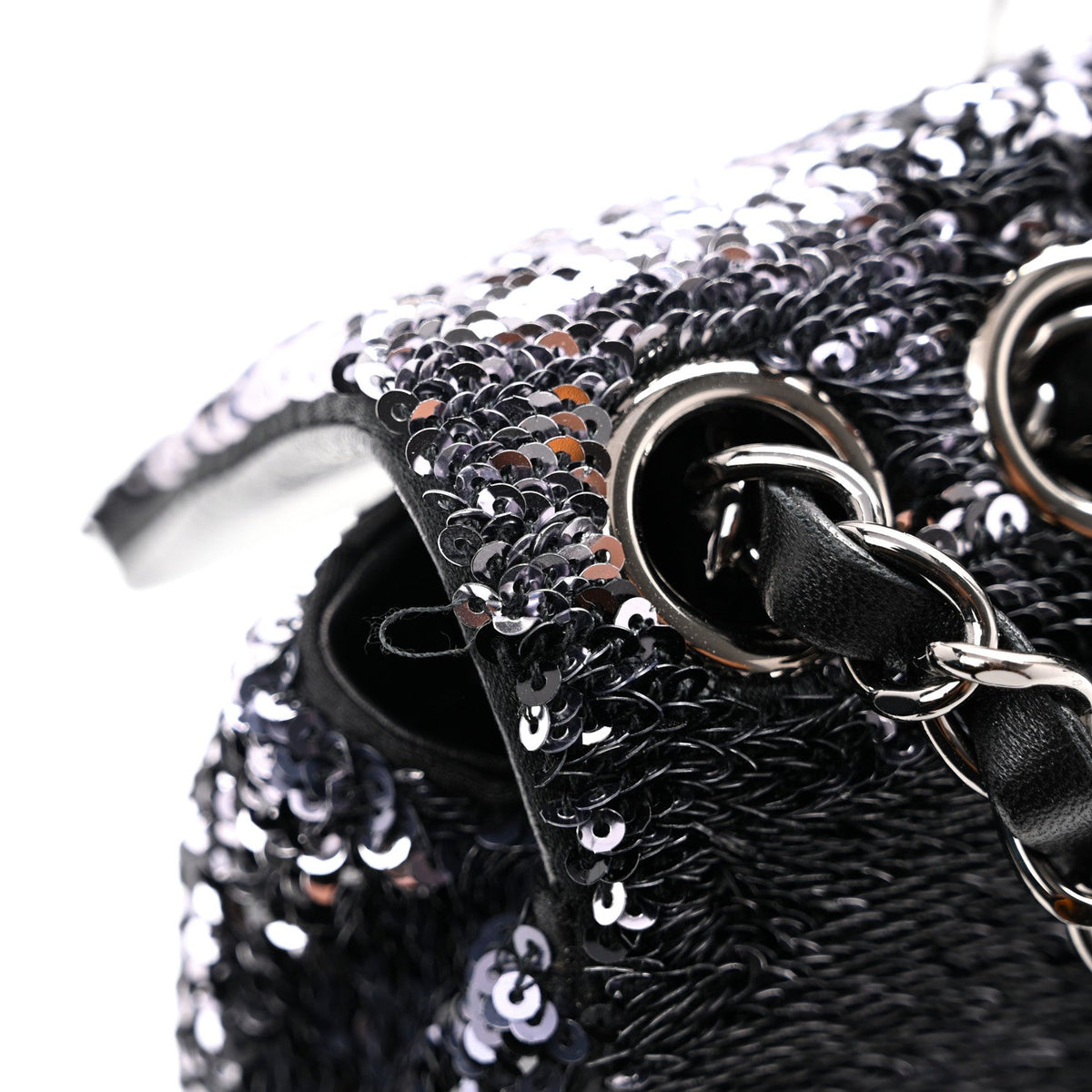 Sequin Quilted Small Single Flap Black