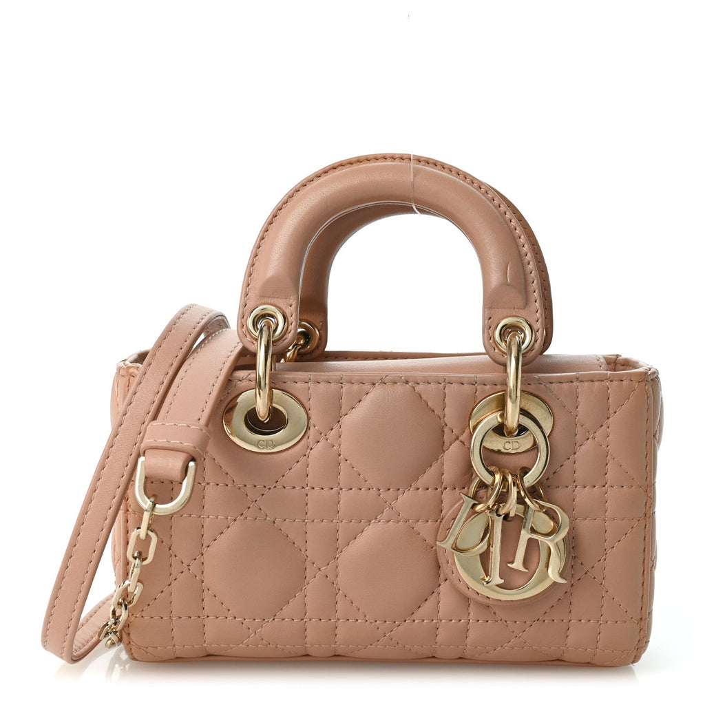 Lambskin Cannage Micro Lady D-Joy Rose Des Vents