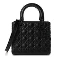 Calfskin Cannage Diamond Cannage Medium Lady Dior Black
