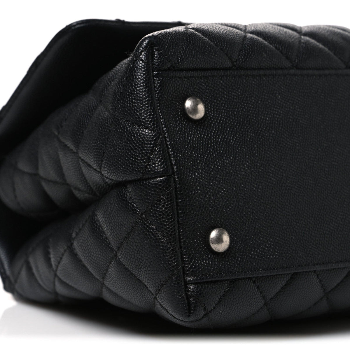 Caviar Lizard Embossed Quilted Small Coco Handle Flap Black