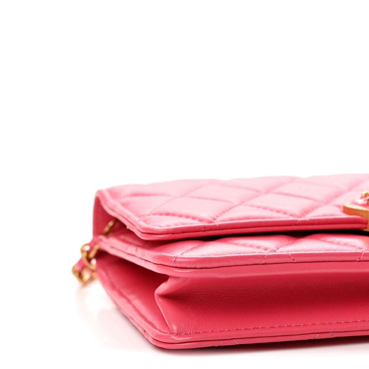 Lambskin Plexiglass Quilted Coco Love Wallet On Chain WOC Pink