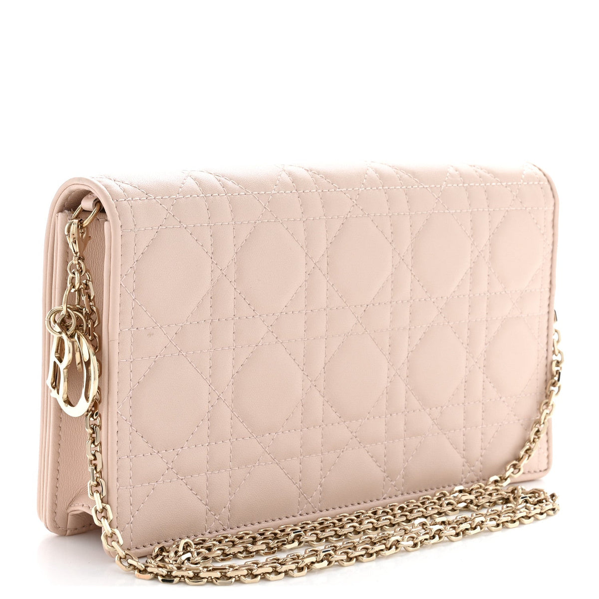 Lambskin Cannage Lady Dior Pouch Pink