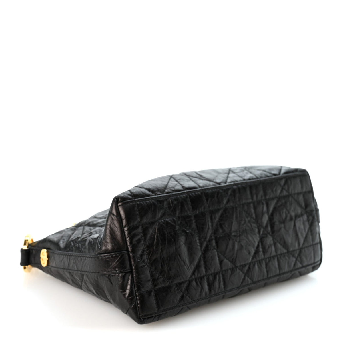 Crinkled Calfskin Macrocannage DiorStar Hobo Bag Black
