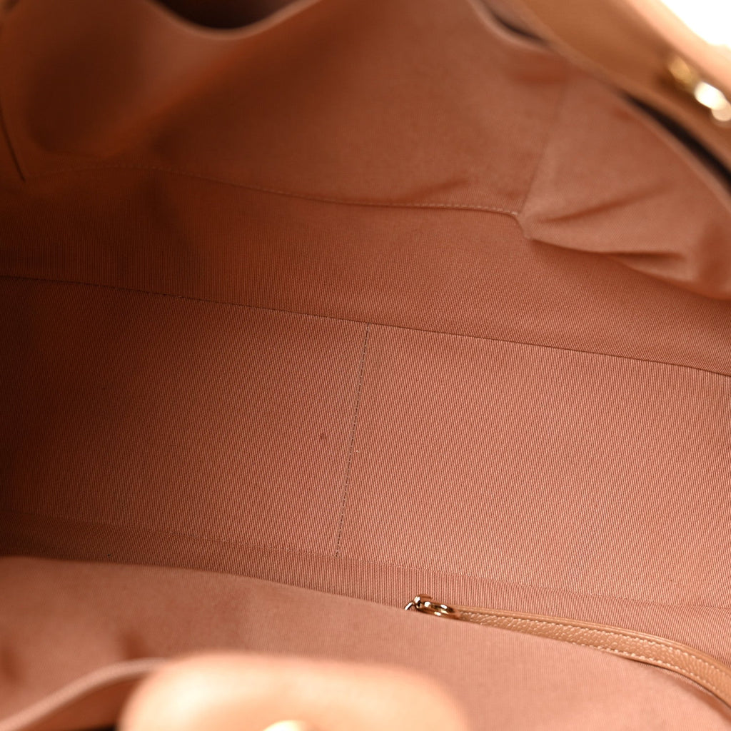 Caviar Quilted Large Classic Shopping Tote Dark Beige
