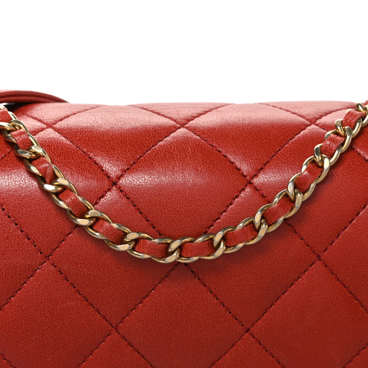 Lambskin Quilted Small Single Flap Red