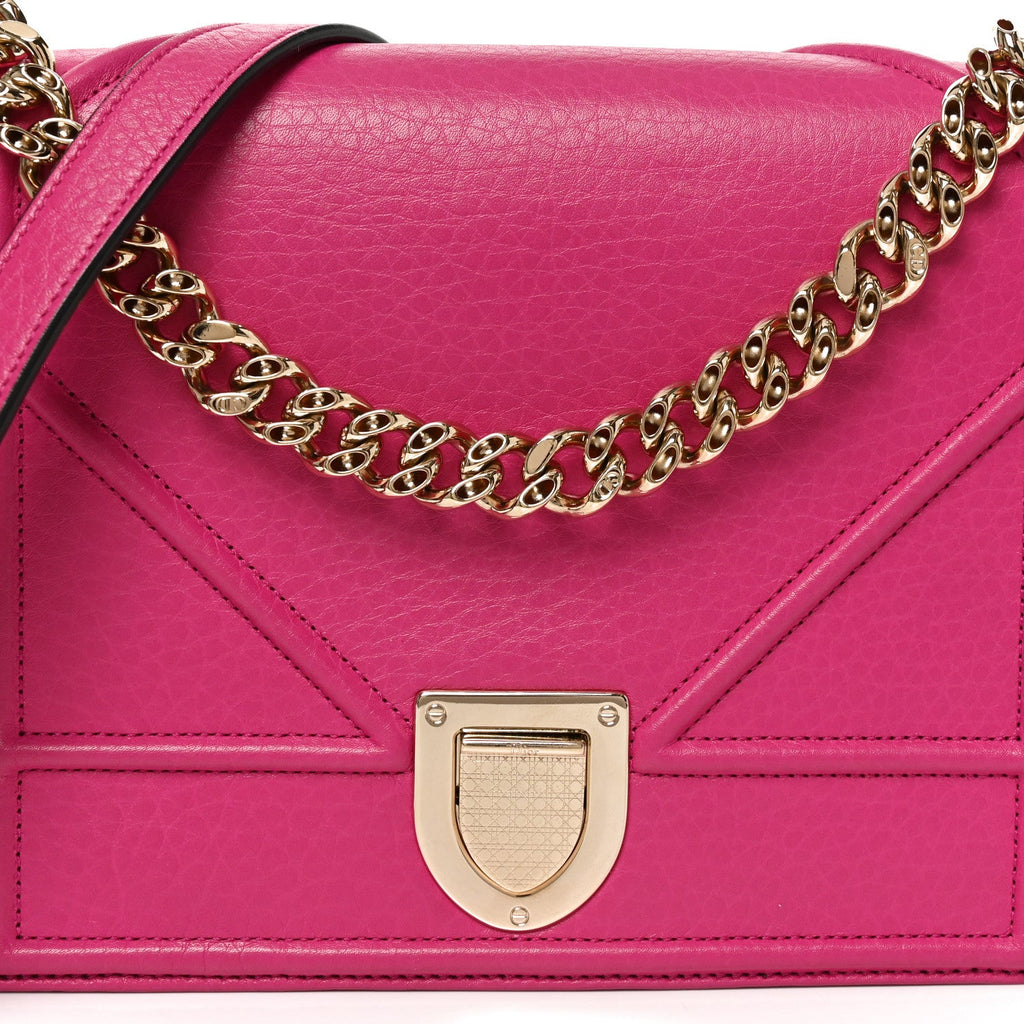 Grained Calfskin Medium Diorama Flap Bag Pink