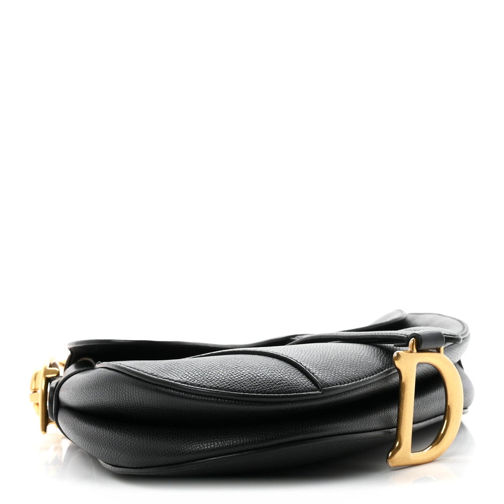 Grained Calfskin Saddle Bag Black