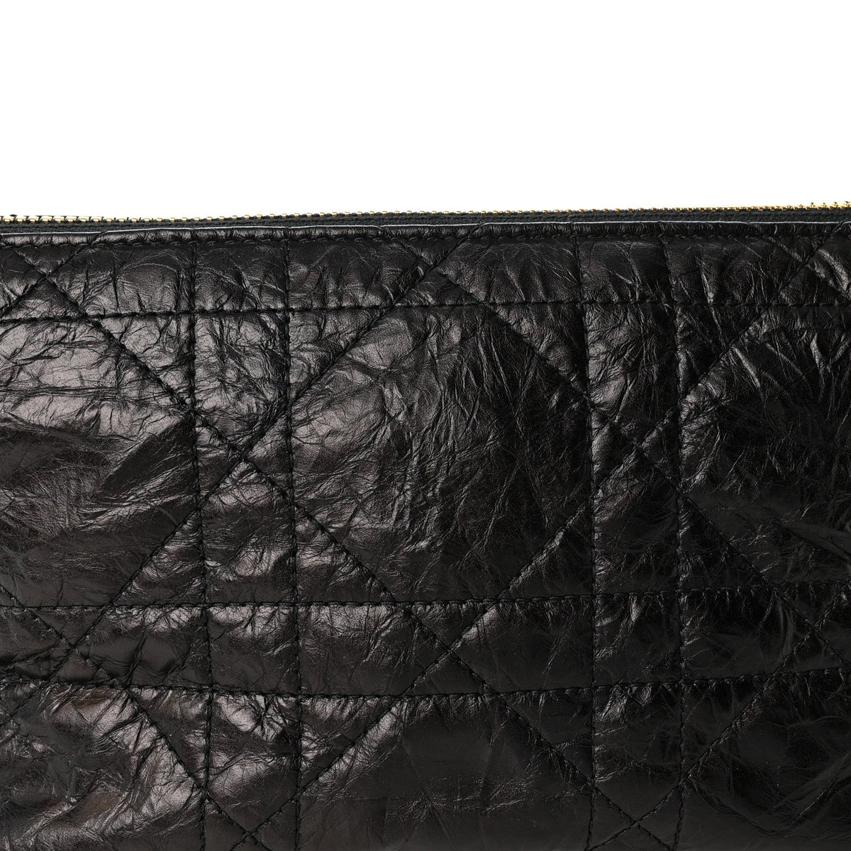 Crinkled Calfskin Macrocannage DiorStar Hobo Bag Black