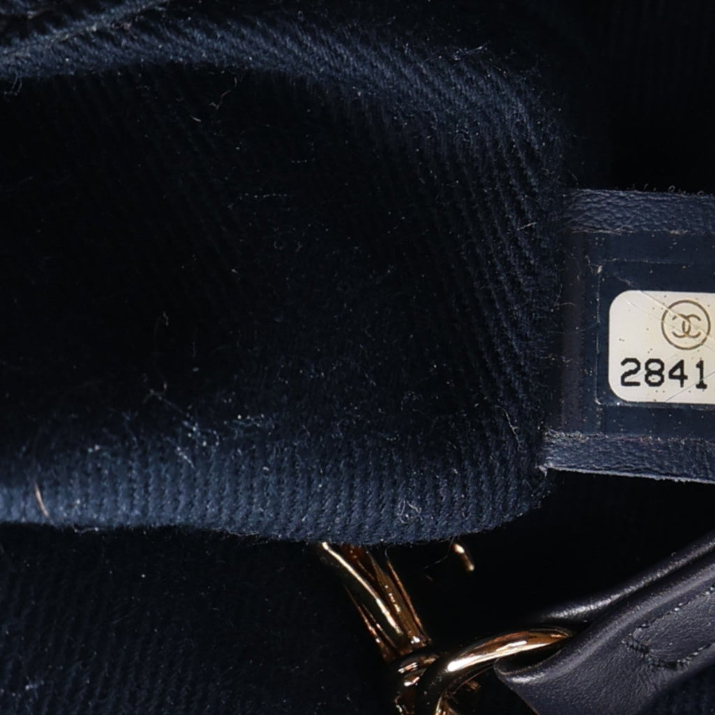 Lurex Canvas Medium Deauville Tote Navy Blue Gold