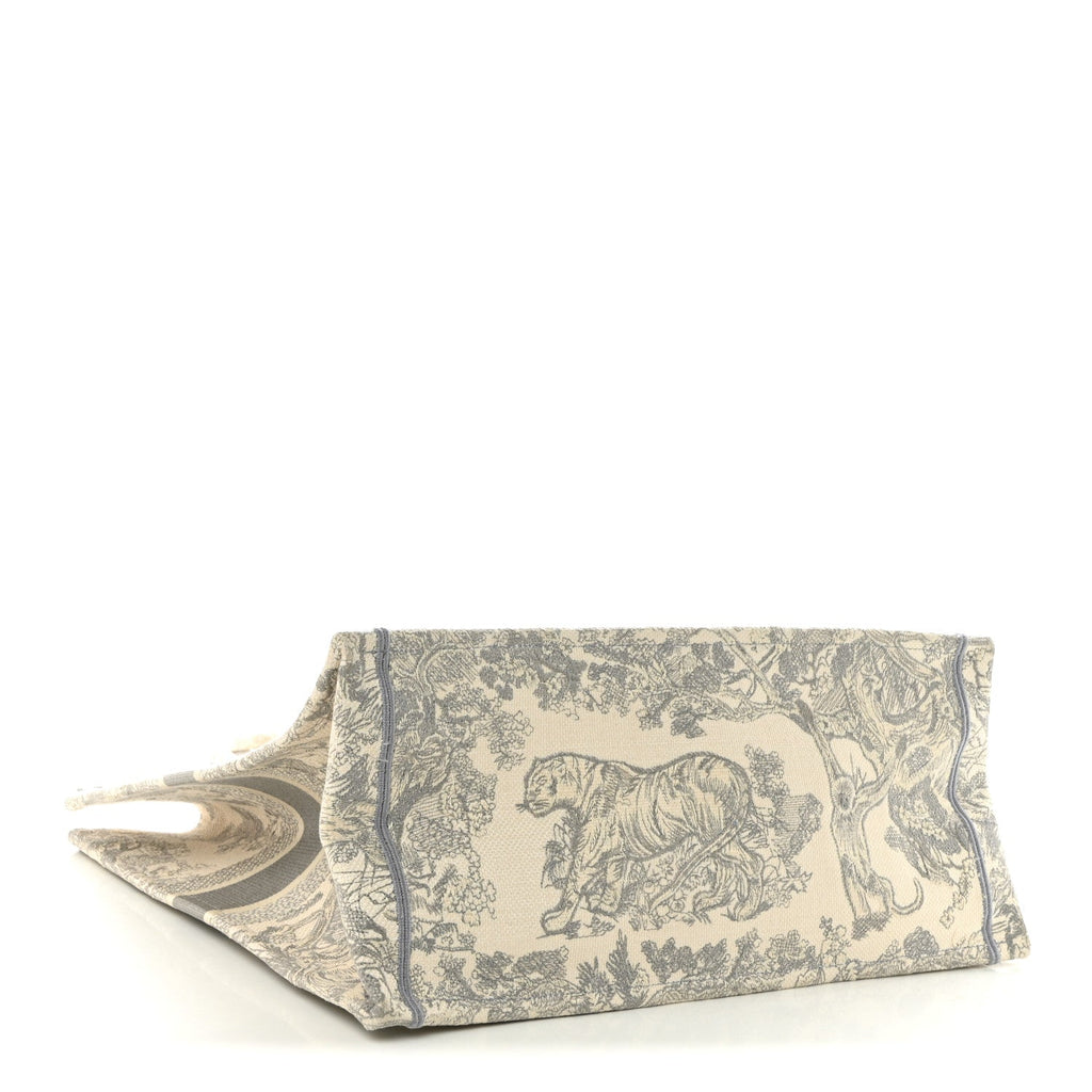 Canvas Embroidered Large Dioriviera Toile De Jouy Book Tote Gray