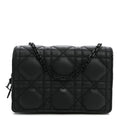 Ultra Matte Calfskin Cannage Nano Lady Dior Pouch Black