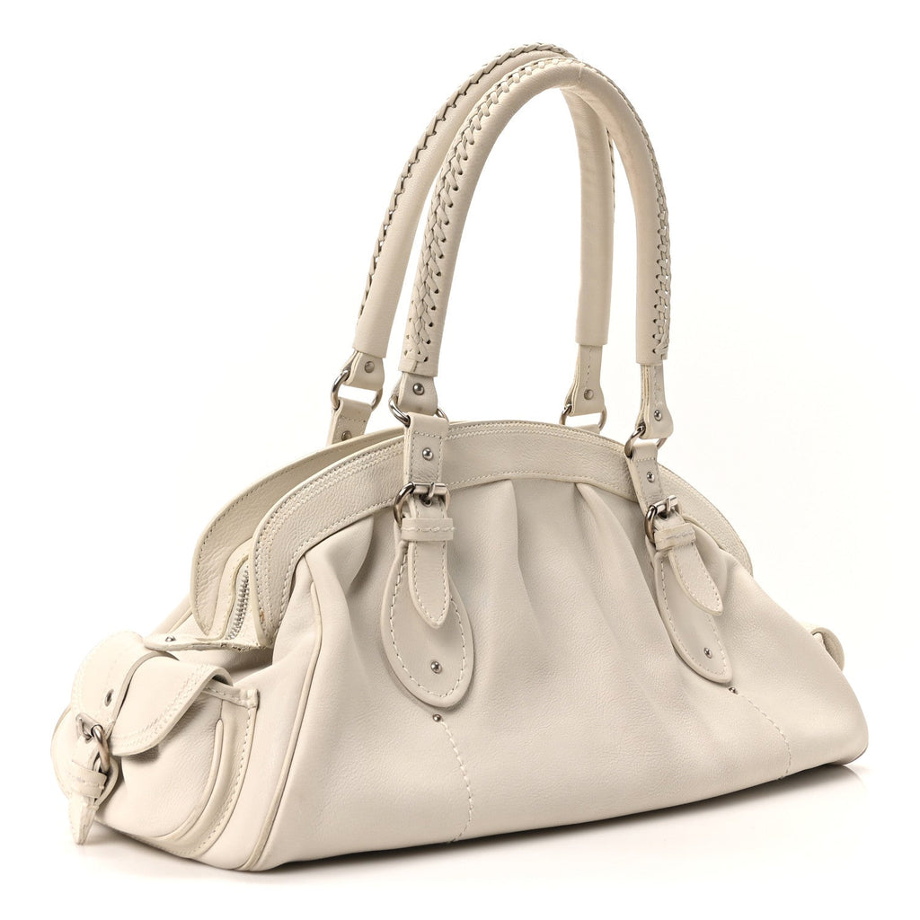 Calfskin My Dior Frame Pocket Satchel White