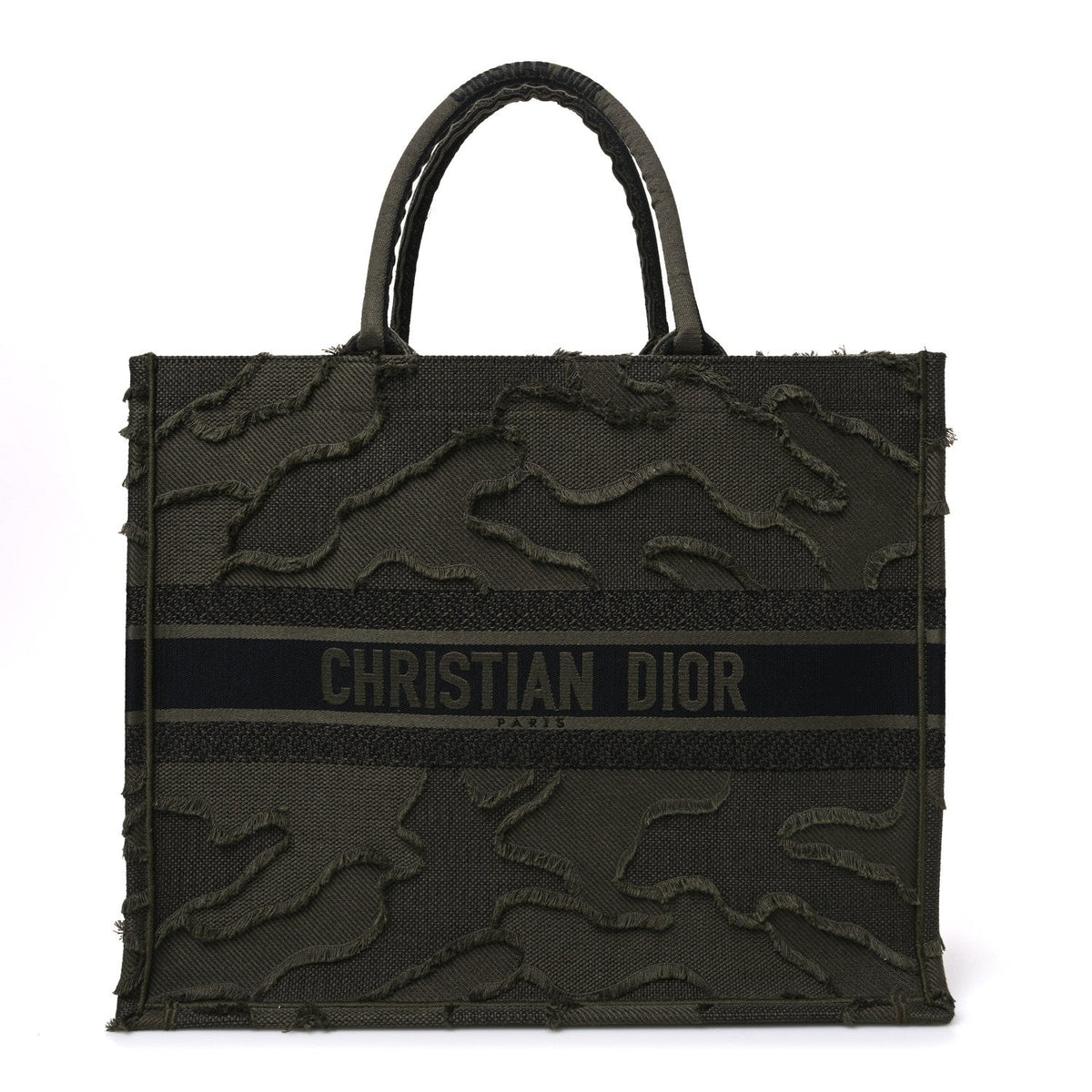 Canvas Embroidered Camouflage Book Tote Green
