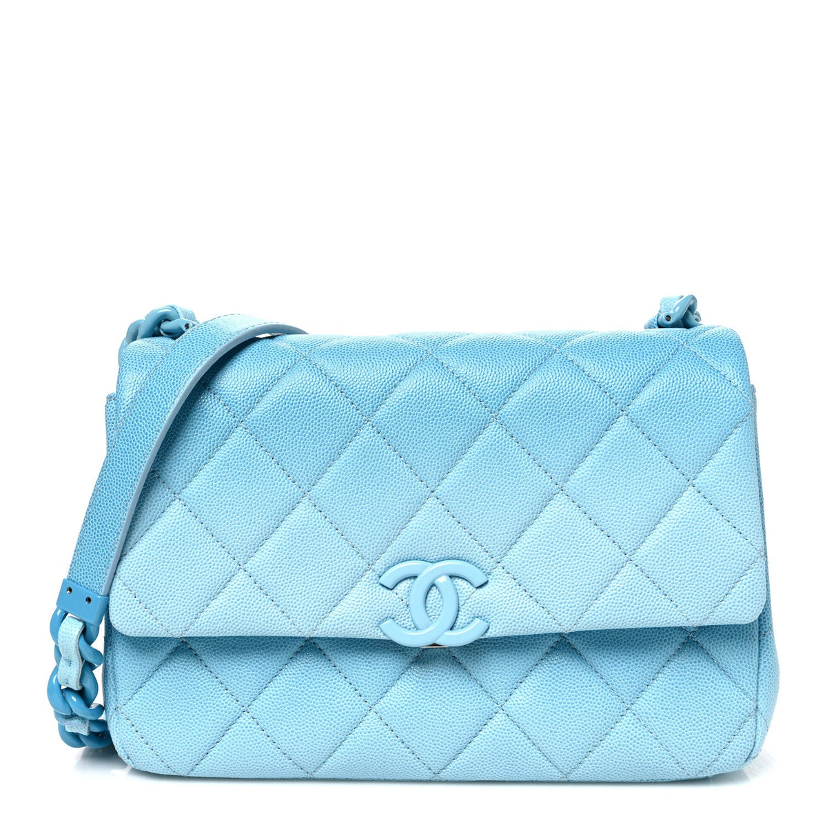 Shaded Caviar Quilted My Everything Flap Light Blue
