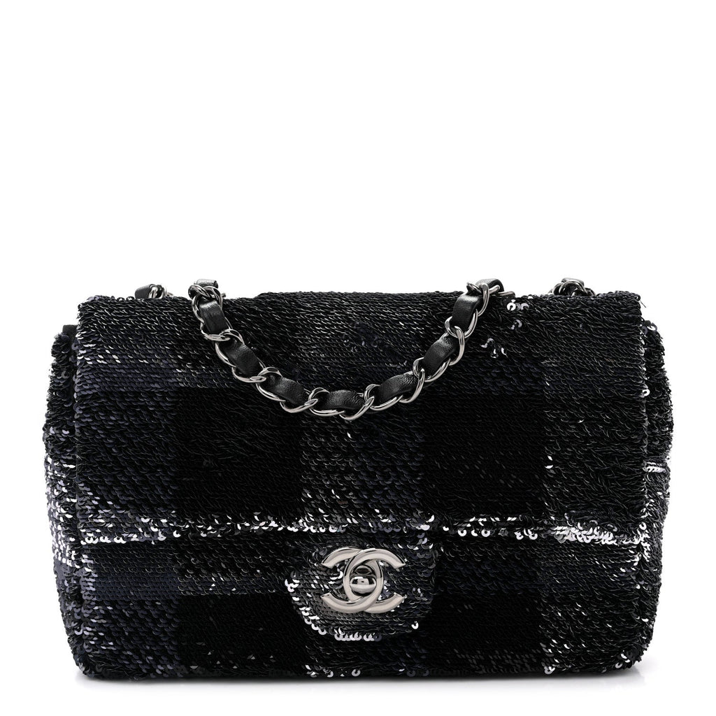 Sequin Quilted Small Single Flap Black