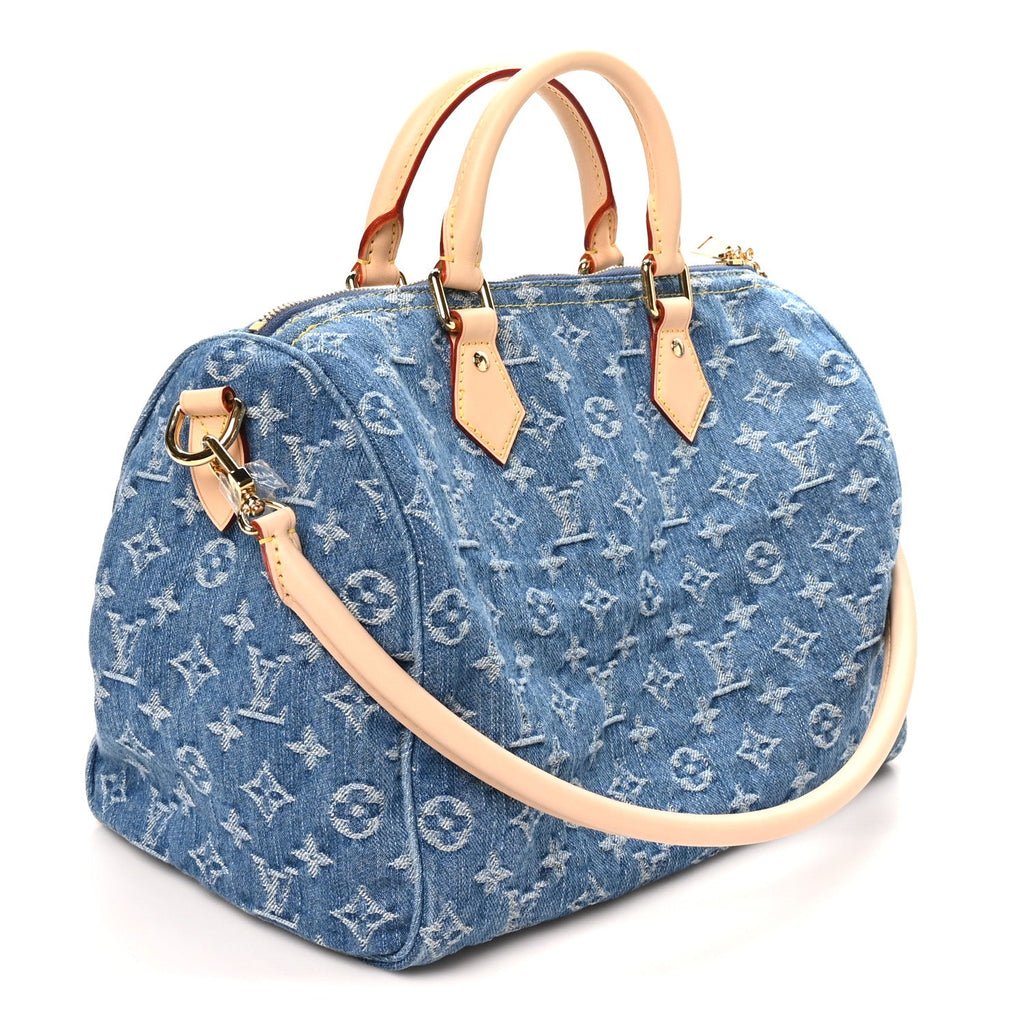 Monogram Denim Speedy Soft 30 Blue