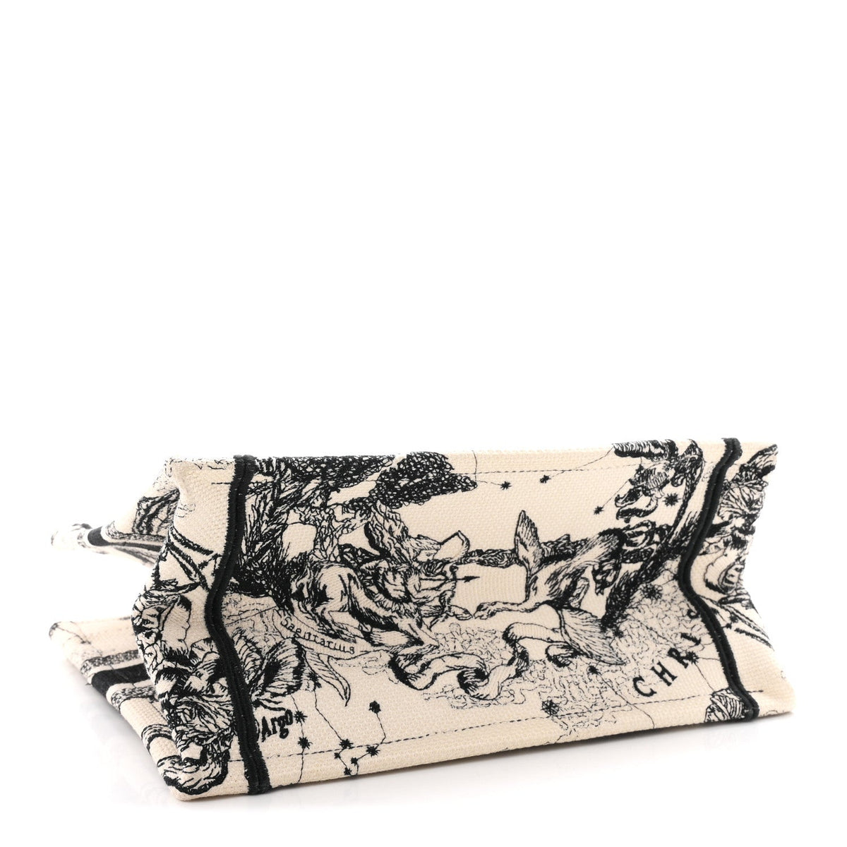 Canvas Embroidered Small Zodiac Toile De Jouy Book Tote Latte