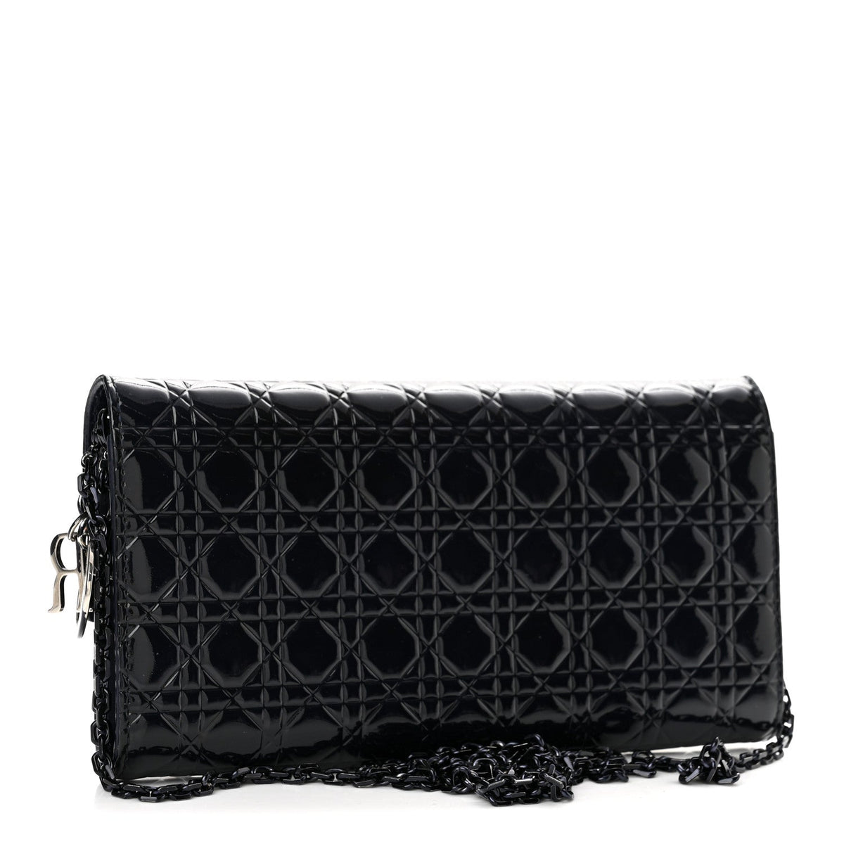 Patent Cannage Lady Dior Rendezvous Wallet On Chain Navy Blue