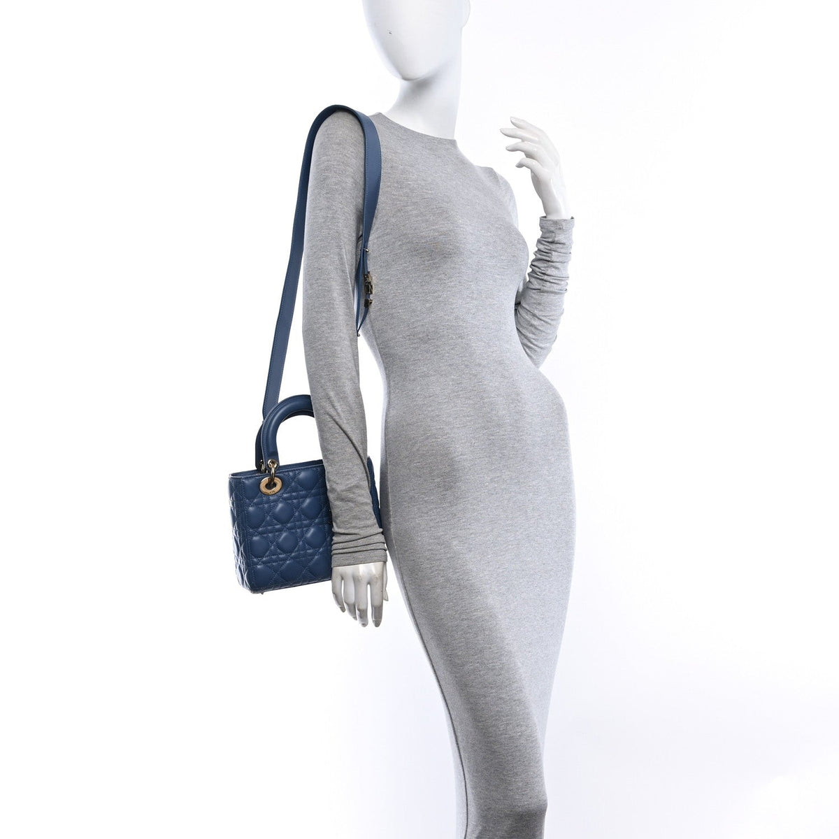 Lambskin Cannage Small My ABCDior Lady Dior Denim Blue