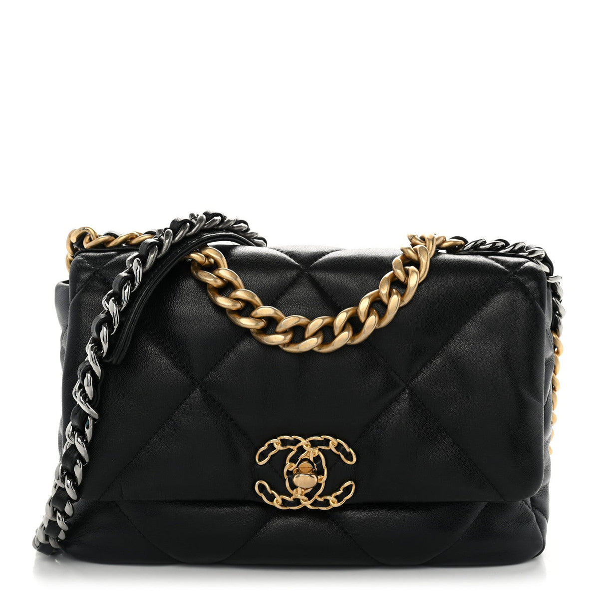 Lambskin Quilted Medium Chanel 19 Flap Black