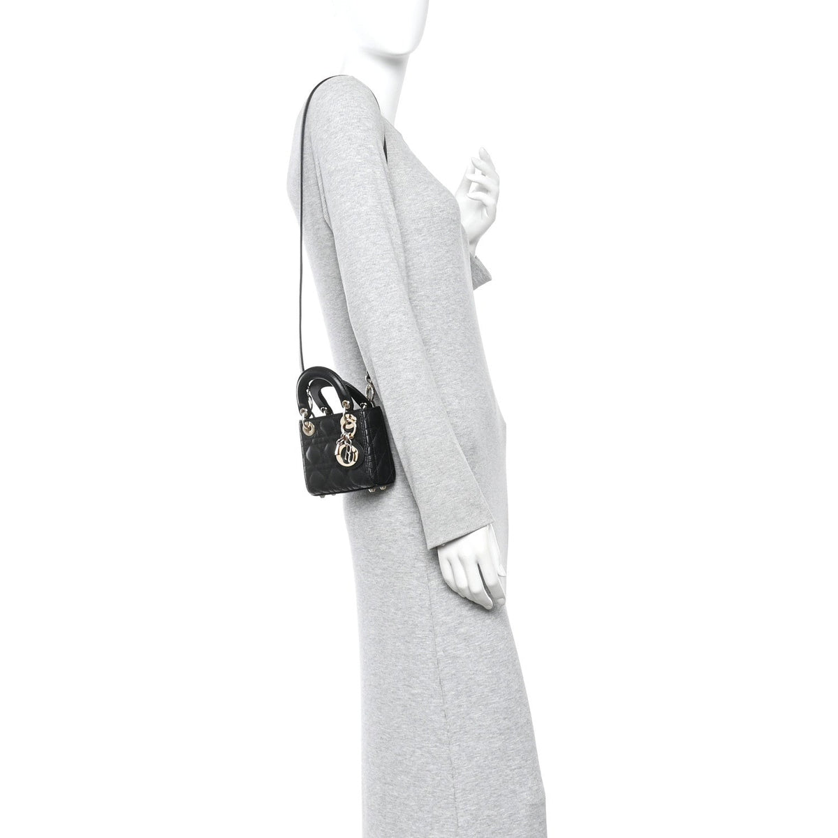 Lambskin Cannage Micro Lady Dior Black