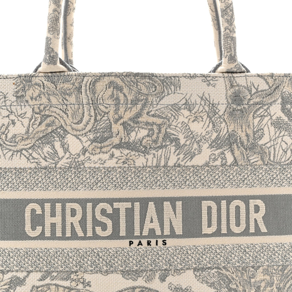 Canvas Embroidered Medium Dioriviera Toile De Jouy Book Tote Gray