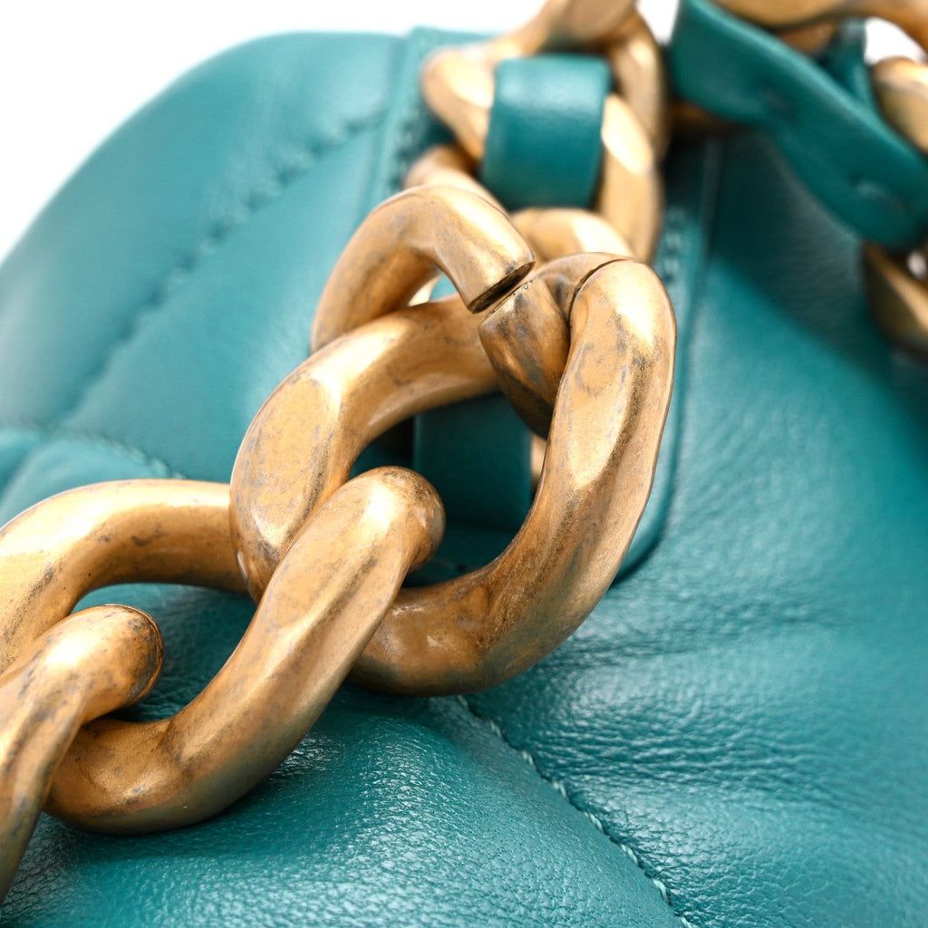 Lambskin Quilted Large Chanel 19 Flap Dark Green