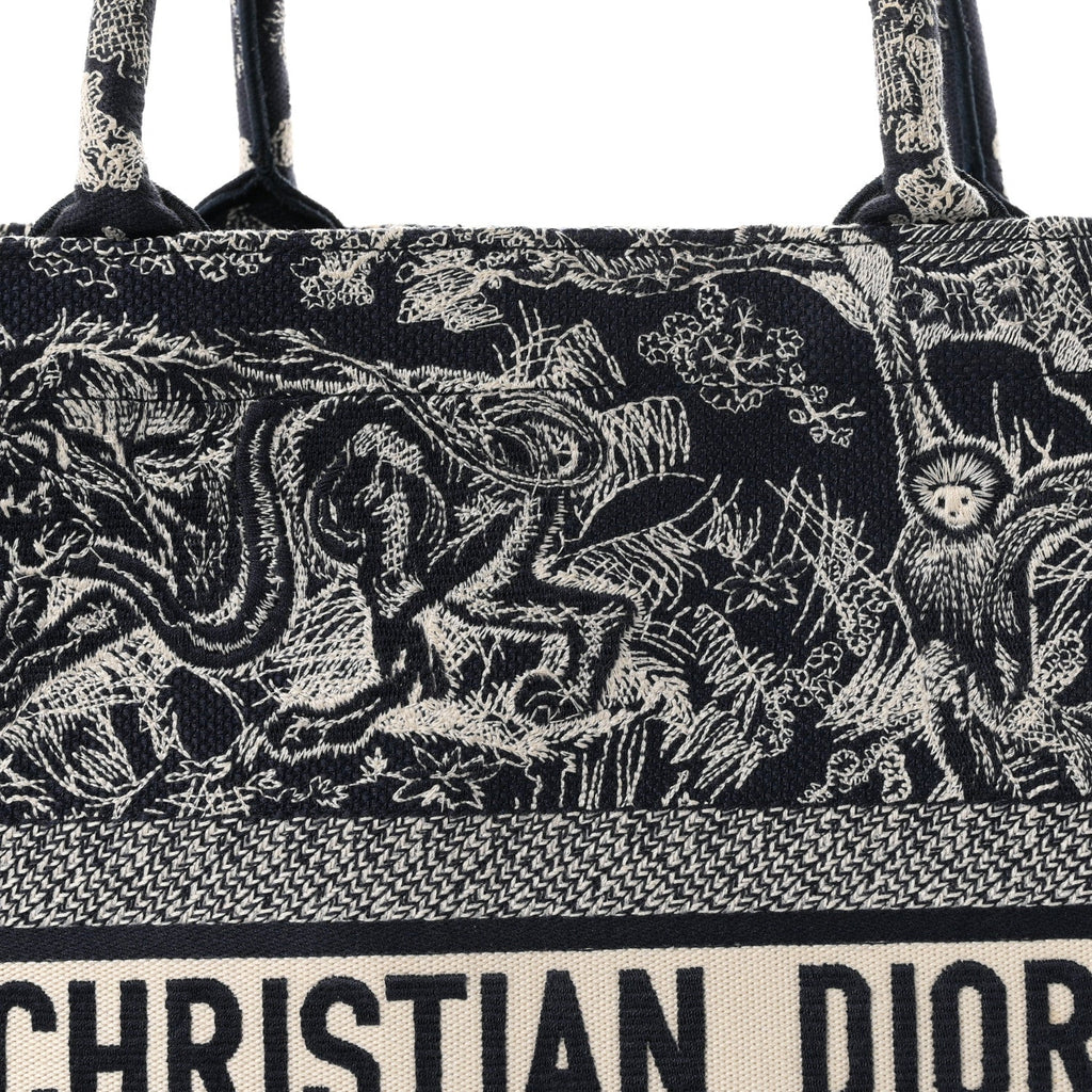 Canvas Embroidered Large Dioriviera Toile De Jouy Reverse Book Tote Blue